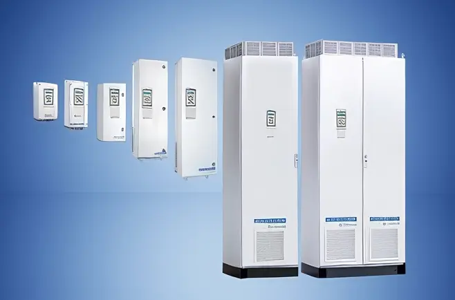 image of different variable frequency drives with a blue background